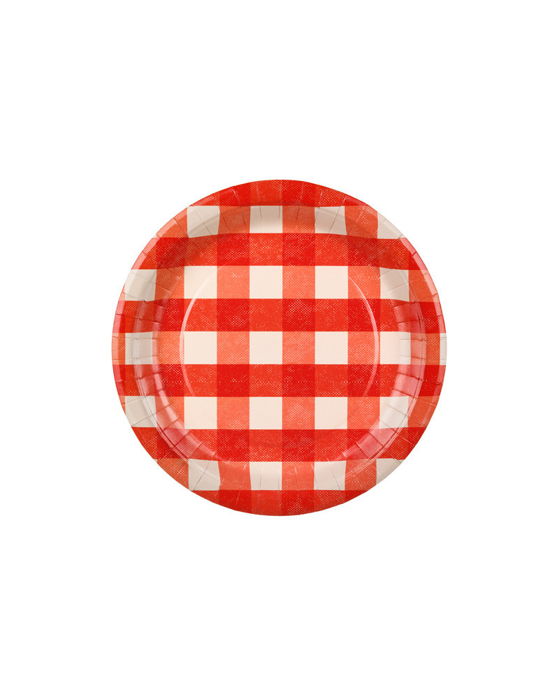 Talerzyki papierowe w kratę, mix, 27 cm (1 op. / 6 szt.)