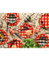 Talerzyki papierowe w kratę, mix, 27 cm (1 op. / 6 szt.)