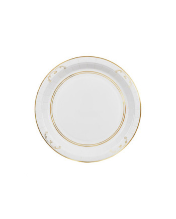 Talerzyki papierowe z ornamentem, biały, 23cm (1 op. / 6 szt.)