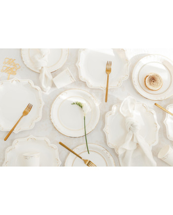 Talerzyki papierowe z ornamentem, biały, 23cm (1 op. / 6 szt.)