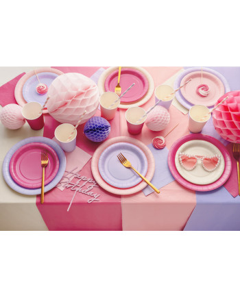 Talerzyki papierowe, jasny różowy, 18cm (1 op. / 6 szt.)