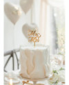 Topper akrylowy na tort MR & MRS, złoty, 16.5 cm