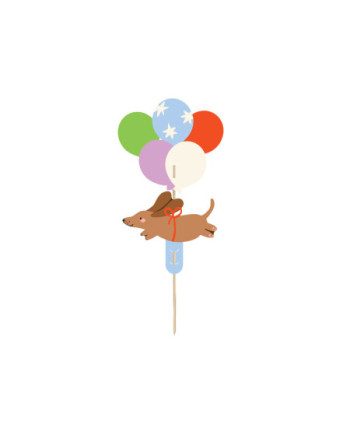 Topper na tort Jamnik, 9x17 cm, mix