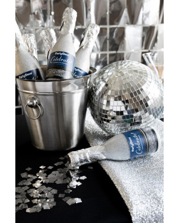Tuba z konfetti Szampan, srebrny, 20.5cm
