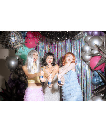 Tuba z konfetti Szampan, srebrny, 20.5cm