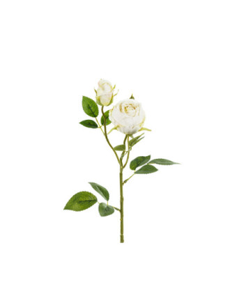 Sztuczny Kwiat - Róża z dwoma pąkami, 55 cm, jasny krem