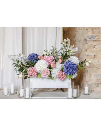 Sztuczny Kwiat - Róża z dwoma pąkami, 55 cm, jasny krem