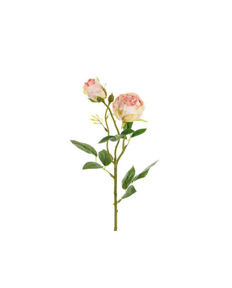 Sztuczny Kwiat - Róża z dwoma pąkami, 55 cm, jasny pudrowy róż