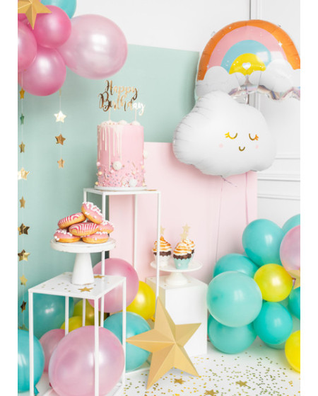 Topper na tort Happy Birthday, złoty, 22,5cm