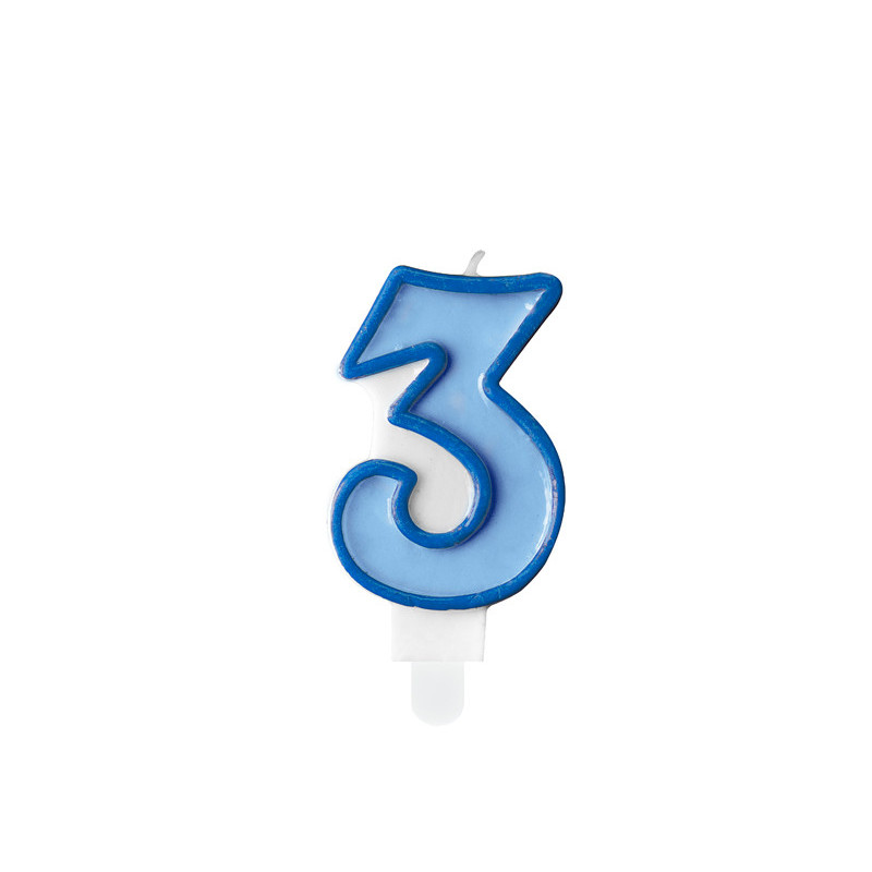 Świeczka urodzinowa Cyferka 3, niebieski, 7cm