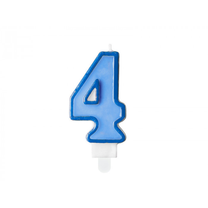 Świeczka urodzinowa Cyferka 4, niebieski, 7cm