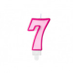 Świeczka urodzinowa Cyferka 7, różowy, 7cm
