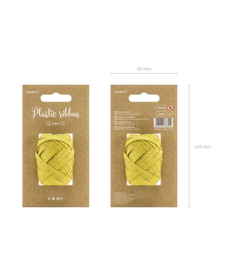 Wstążka plastikowa, złoty, 5mm/10m