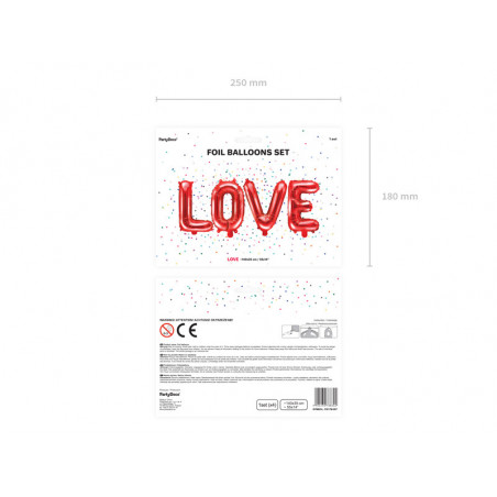 Balon foliowy Love, 140x35cm, czerwony