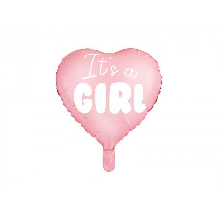 Balon foliowy Serce - It's a girl, 45cm, jasny różowy