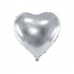 Balon foliowy Serce, 45cm, srebrny