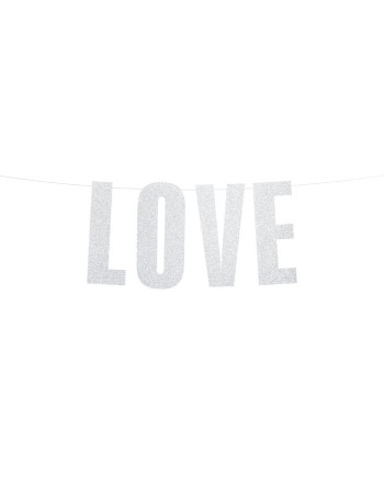 Baner Love, srebrny, 21x55cm