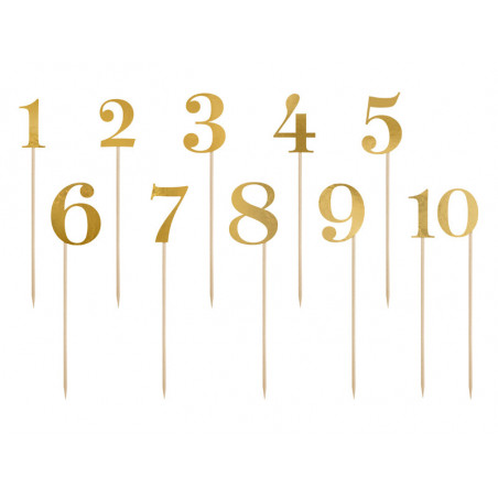 Numery na stół, złoty, 25,5-26,5cm (1 op. / 11 szt.)