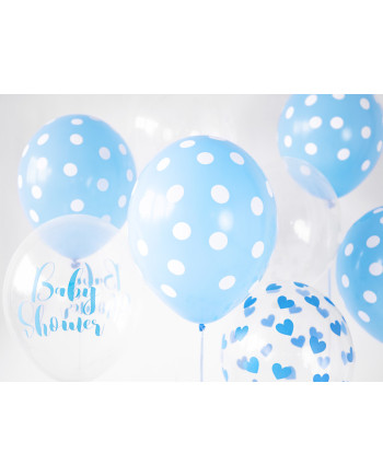 Balony 30cm, Kropki, Pastel Baby Blue (1 op. / 6 szt.)