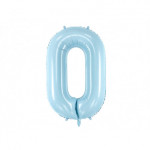 Balon foliowy Cyfra ''0'', 86cm, jasny niebieski