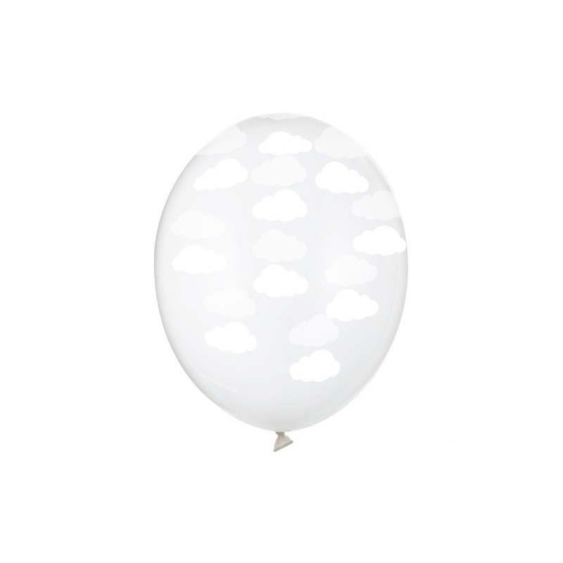 Balony 30cm, Chmurki, Crystal Clear (1 op. / 6 szt.)