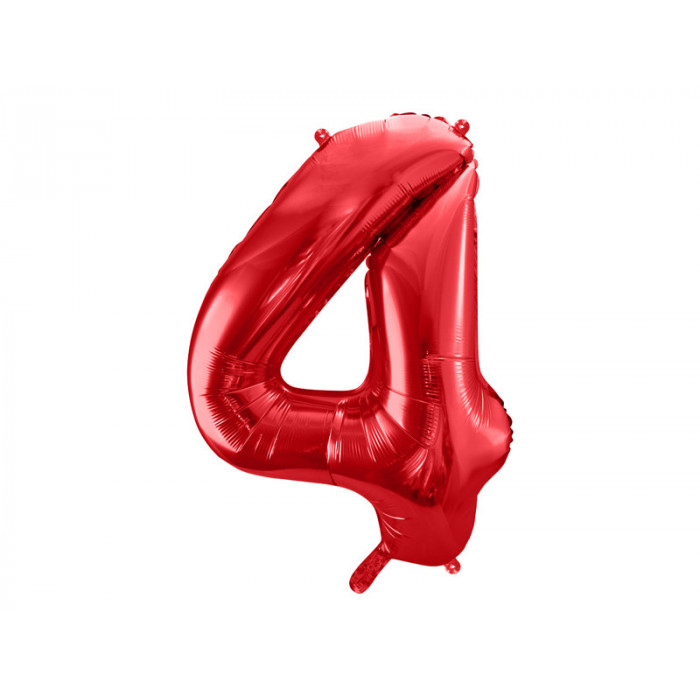 Balon foliowy Cyfra ''4'', 86cm, czerwony