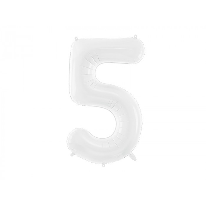 Balon foliowy Cyfra ''5'', 86 cm, biały