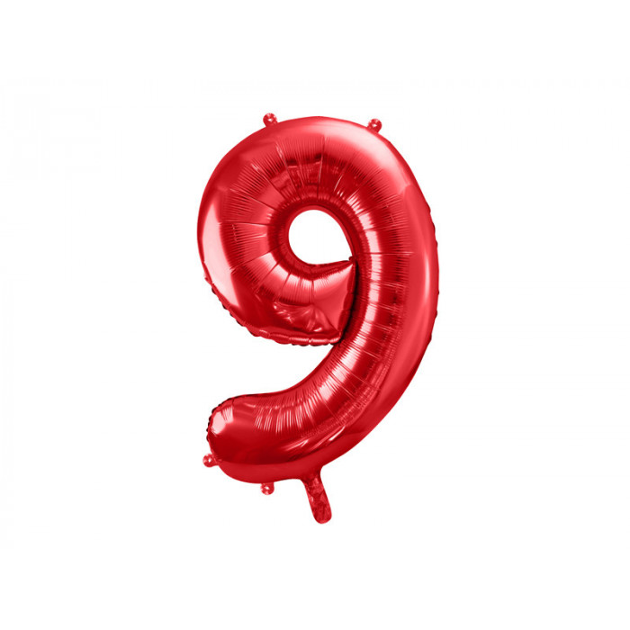 Balon foliowy Cyfra ''9'', 86cm, czerwony