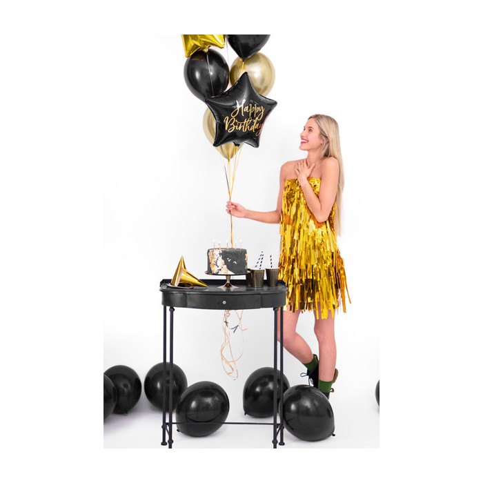 Balon foliowy Happy Birthday, 40cm, czarny