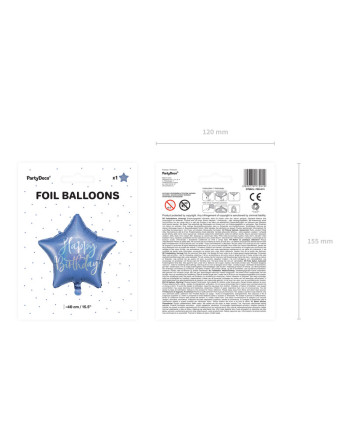 Balon foliowy Happy Birthday, 40cm, granat