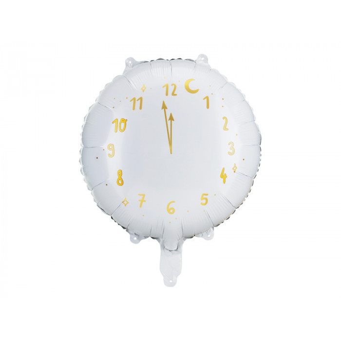 Balon foliowy Zegar, 45 cm, biały