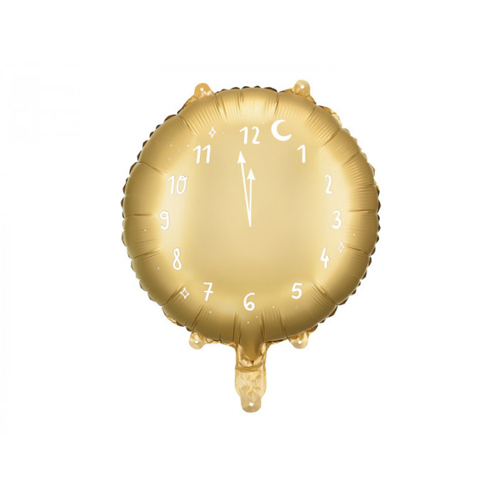 Balon foliowy Zegar, 45 cm, złoty