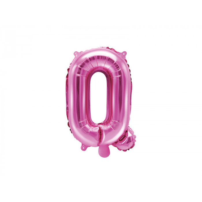 Balon foliowy Litera ''Q'', 35cm, ciemny różowy