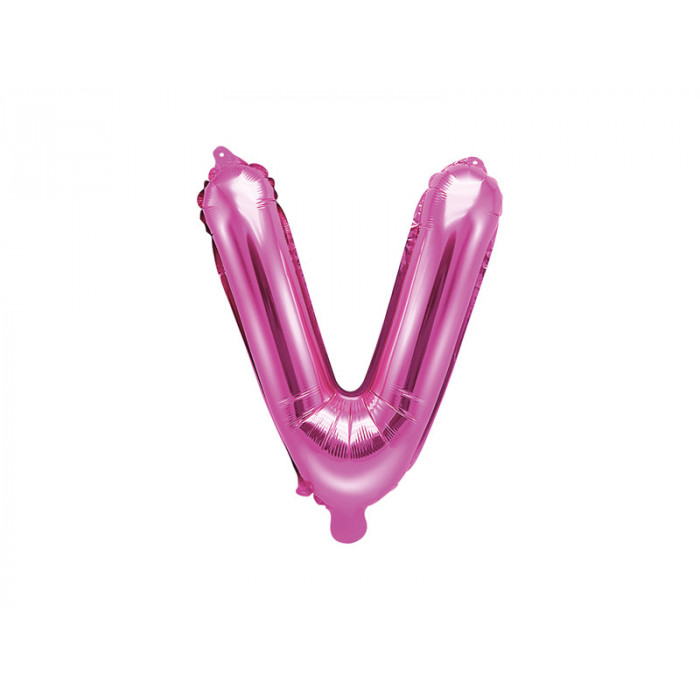 Balon foliowy Litera ''V'', 35cm, ciemny różowy