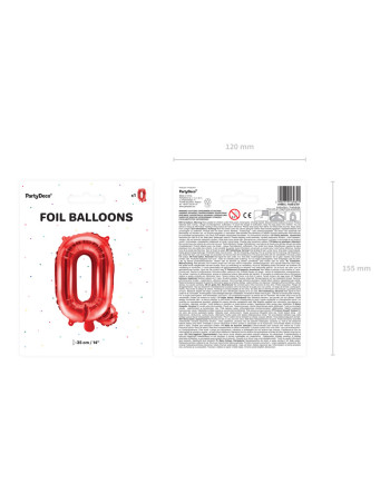 Balon foliowy Litera ''Q'', 35cm, czerwony
