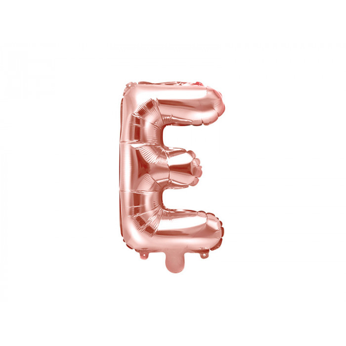 Balon foliowy Litera ''E'', 35cm, różowe złoto