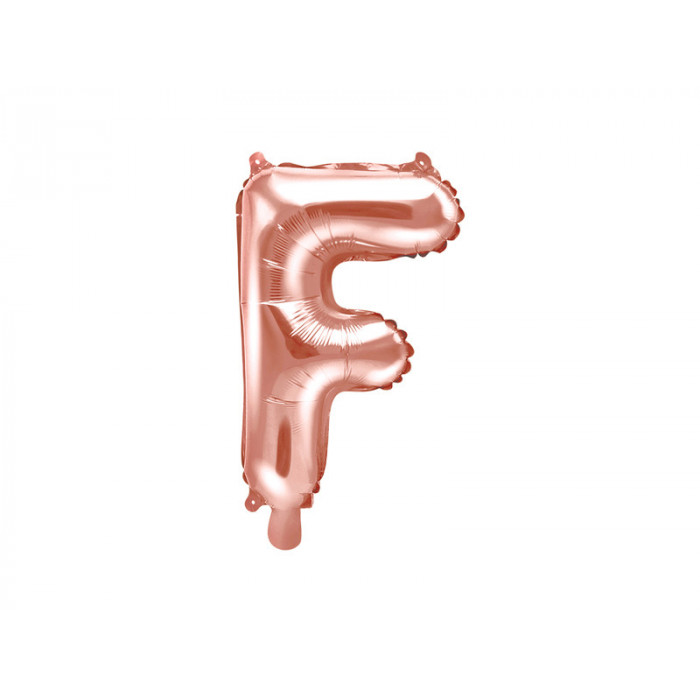 Balon foliowy Litera ''F'', 35cm, różowe złoto