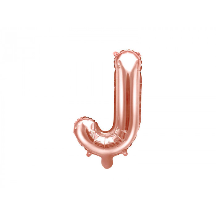 Balon foliowy Litera ''J'', 35cm, różowe złoto