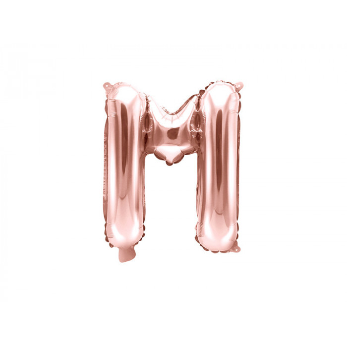 Balon foliowy Litera ''M'', 35cm, różowe złoto
