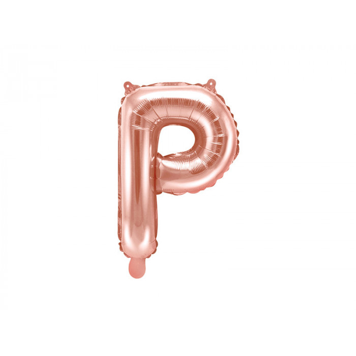 Balon foliowy Litera ''P'', 35cm, różowe złoto