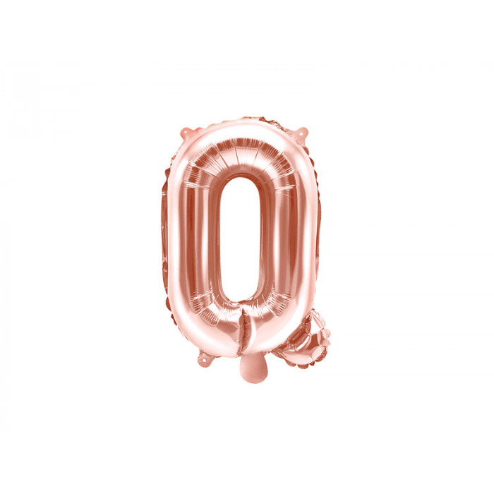 Balon foliowy Litera ''Q'', 35cm, różowe złoto