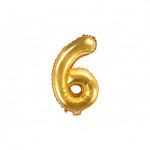 Balon foliowy Cyfra ''6'', 35cm, złoty
