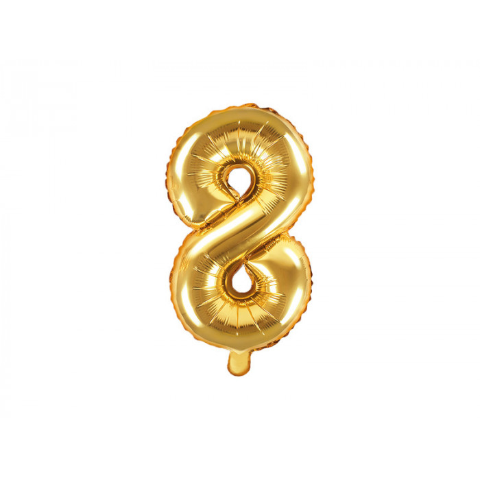 Balon foliowy Cyfra ''8'', 35cm, złoty