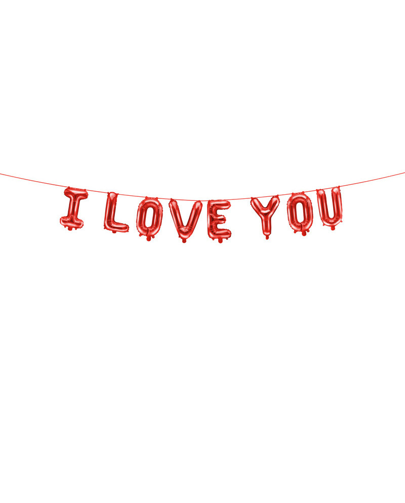 Balon foliowy I Love You, 260x40 cm, czerwony