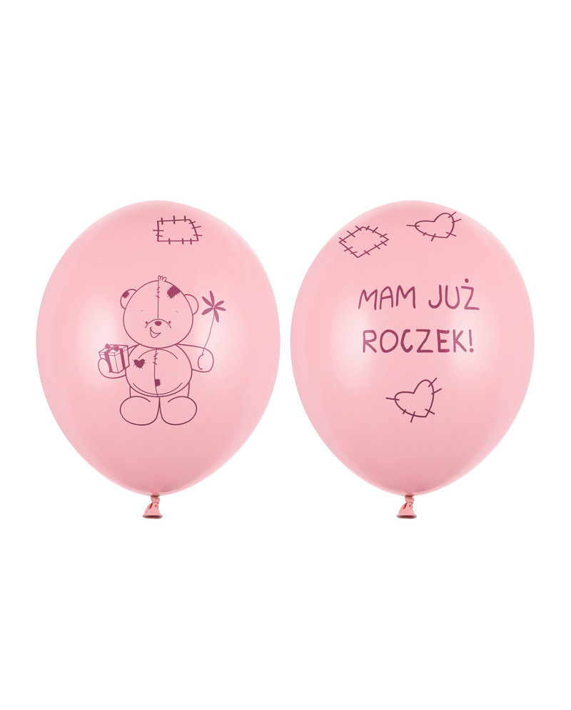 Balony 30cm Miś - mam już..., Pastel Pink (1 op. / 6 szt.)