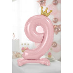 Stojący balon foliowy cyfra "9" , 84 cm, jasny różowy