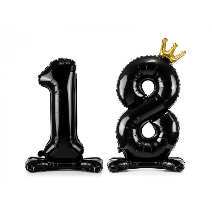 Stojący balon foliowy liczba "18", 84 cm, czarny
