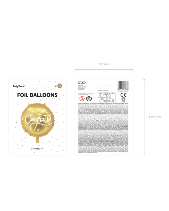 Balon foliowy Congrats!, 45cm, złoty