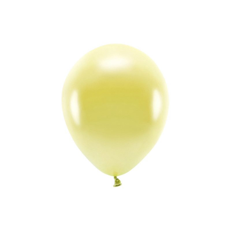 Balony Eco 26cm metalizowane, jasny żółty (1 op. / 10 szt.)