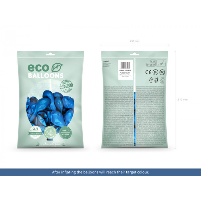 Balony Eco 26cm metalizowane, niebieski (1 op. / 100 szt.)